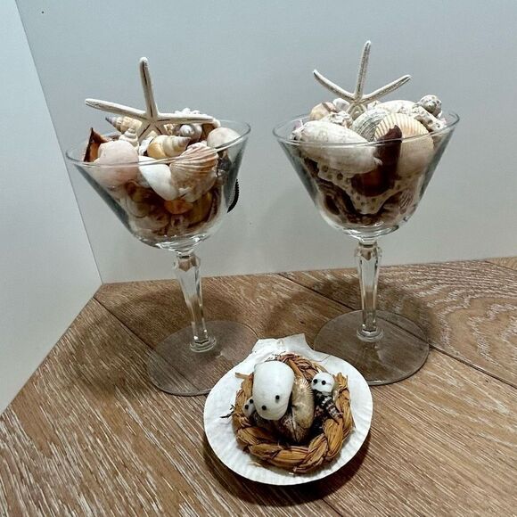 2 Crystal Glasses Siesta Key's Seashells Starfish Pierced Earrings Coastal - Picture 4 of 9